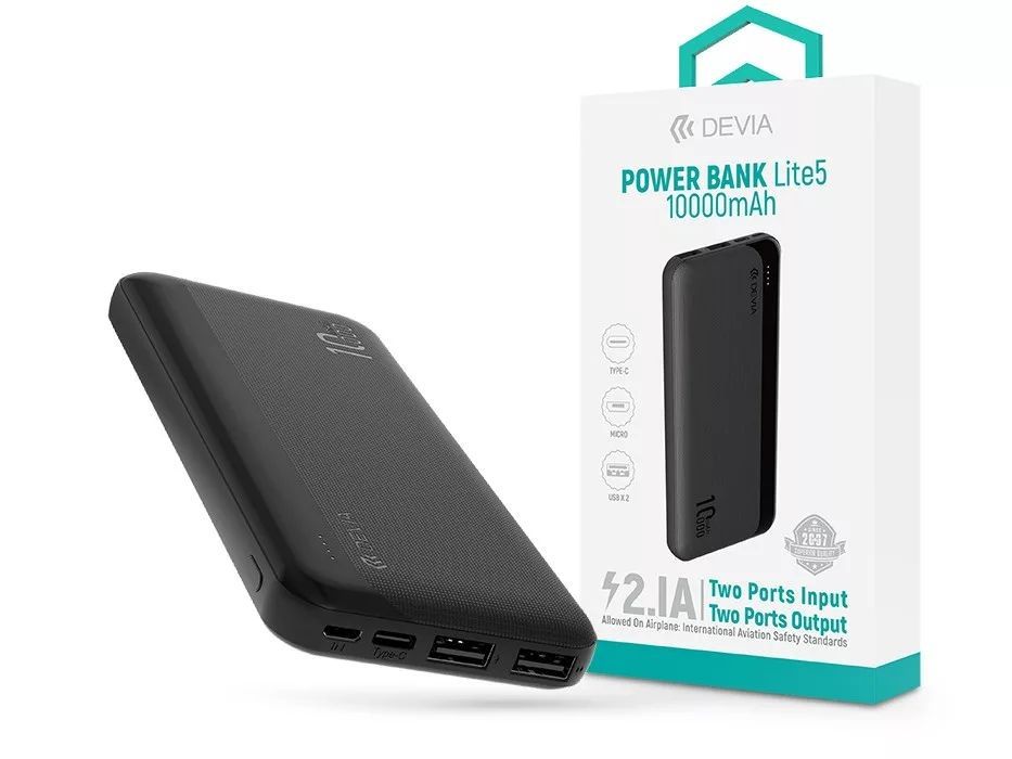 Devia ST125636 Kintone Series Lite 5 10000mAh Powerbank Black