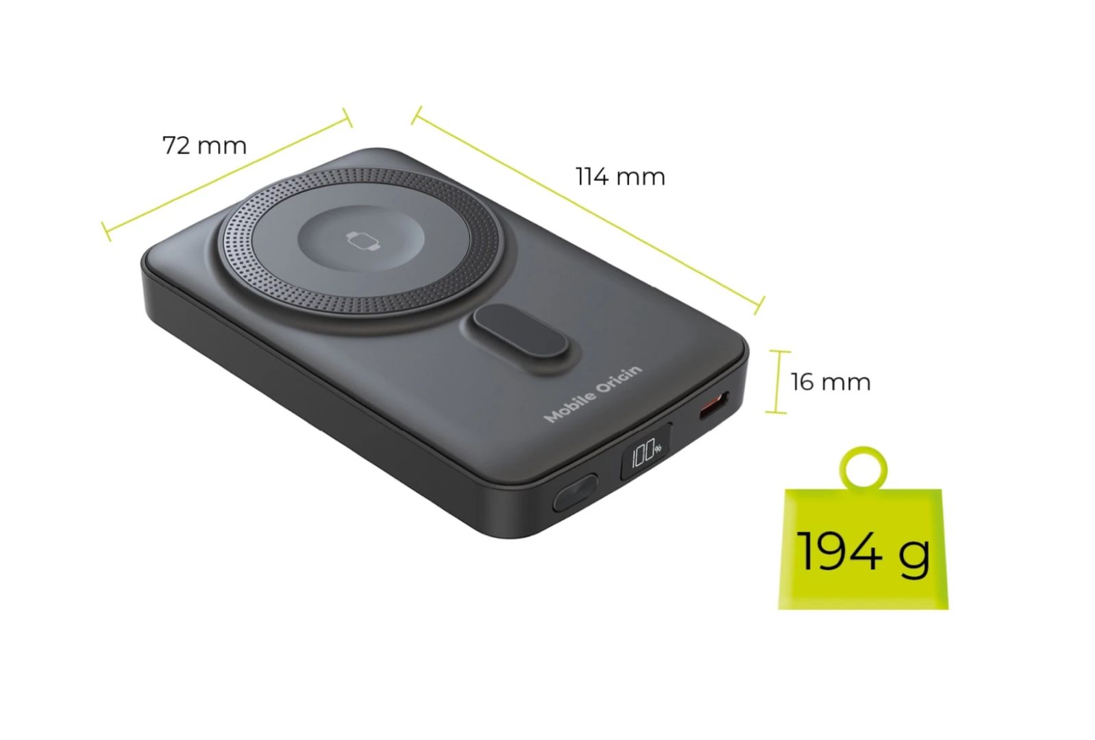 Mobile Origin Wireless Magnetic PowerBank 10000mAh PB9