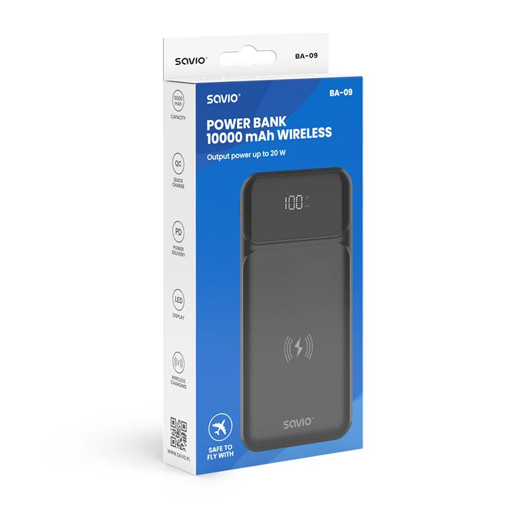 Savio BA-09 10000mAh Powerbank Black