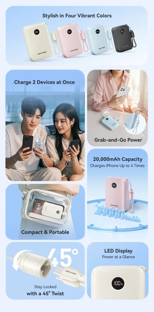 Vention FKBP0-C 20000mah PowerBank Gradient Pink