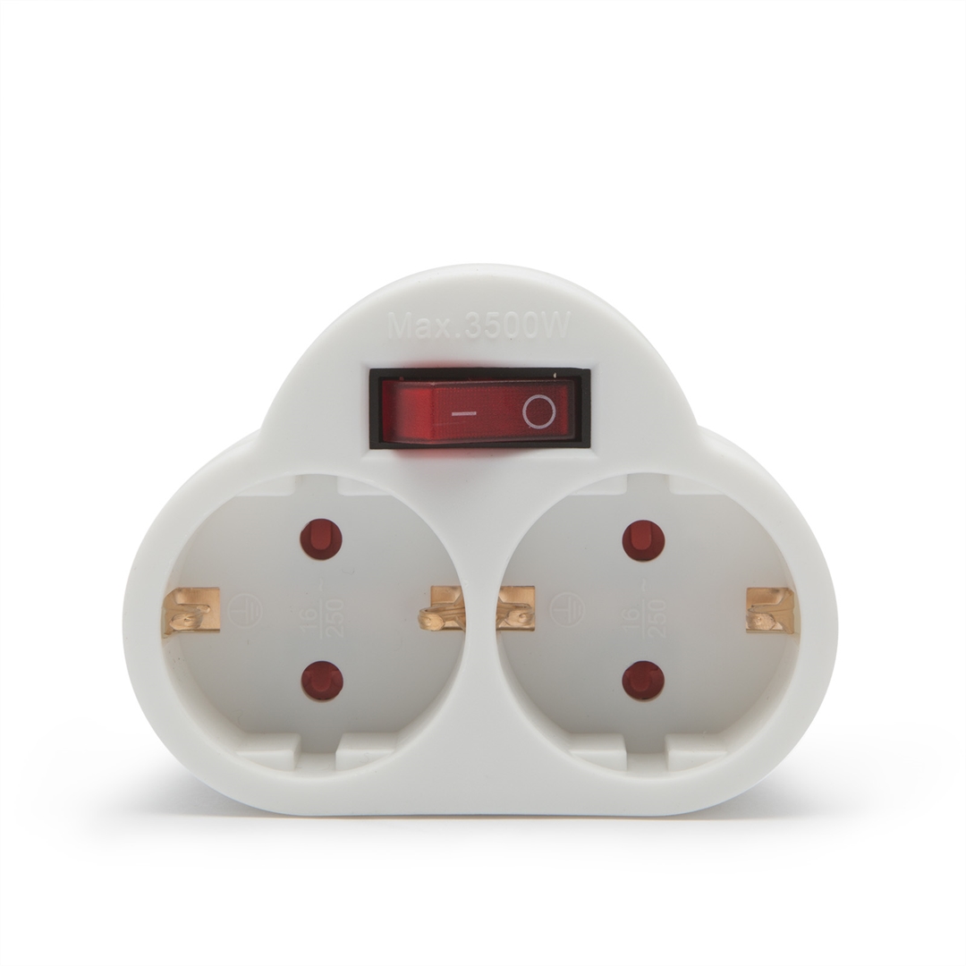 Delight Hálózati Elosztó Kapcsolóval 2DIN Fali White