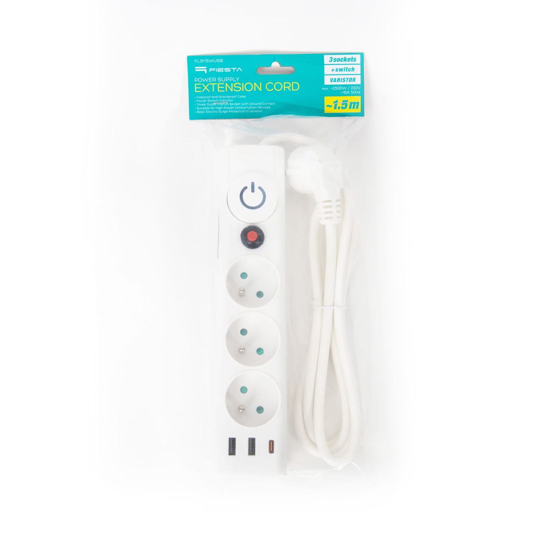 Platinet Hálózati Elosztó Kapcsolóval 3DIN 1,5m White