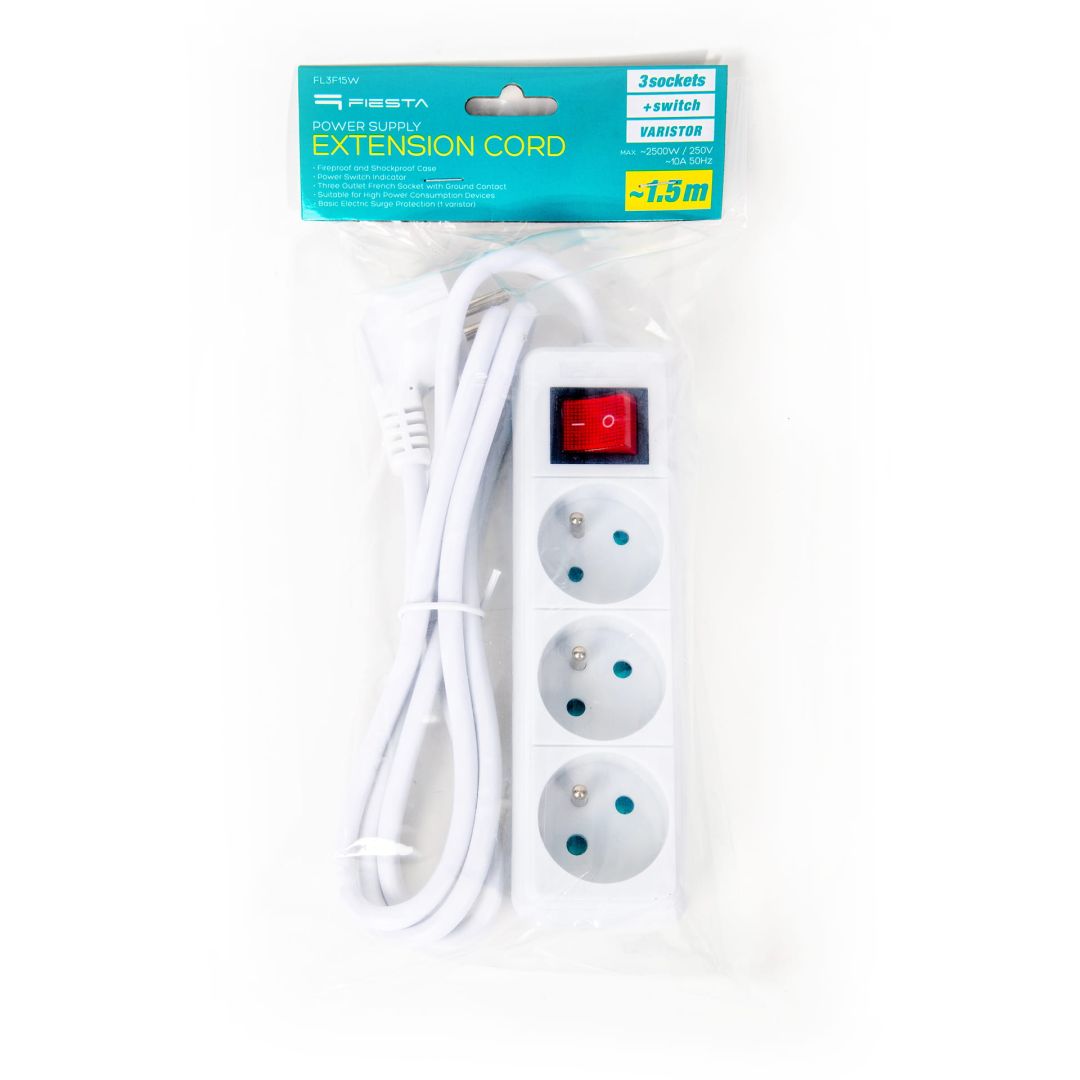 Platinet Hálózati Elosztó Kapcsolóval 3DIN 1,5m White