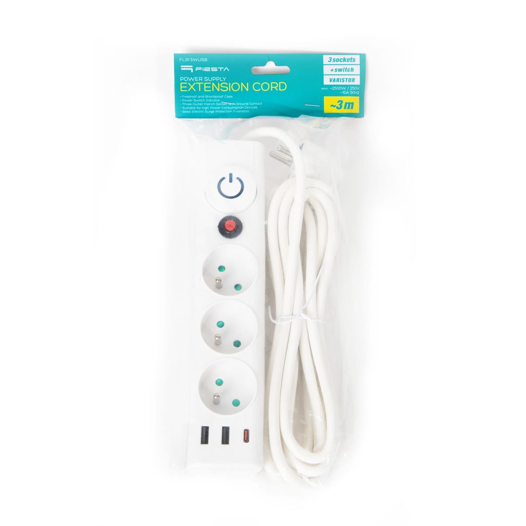 Platinet Hálózati Elosztó Kapcsolóval 3DIN 3m White