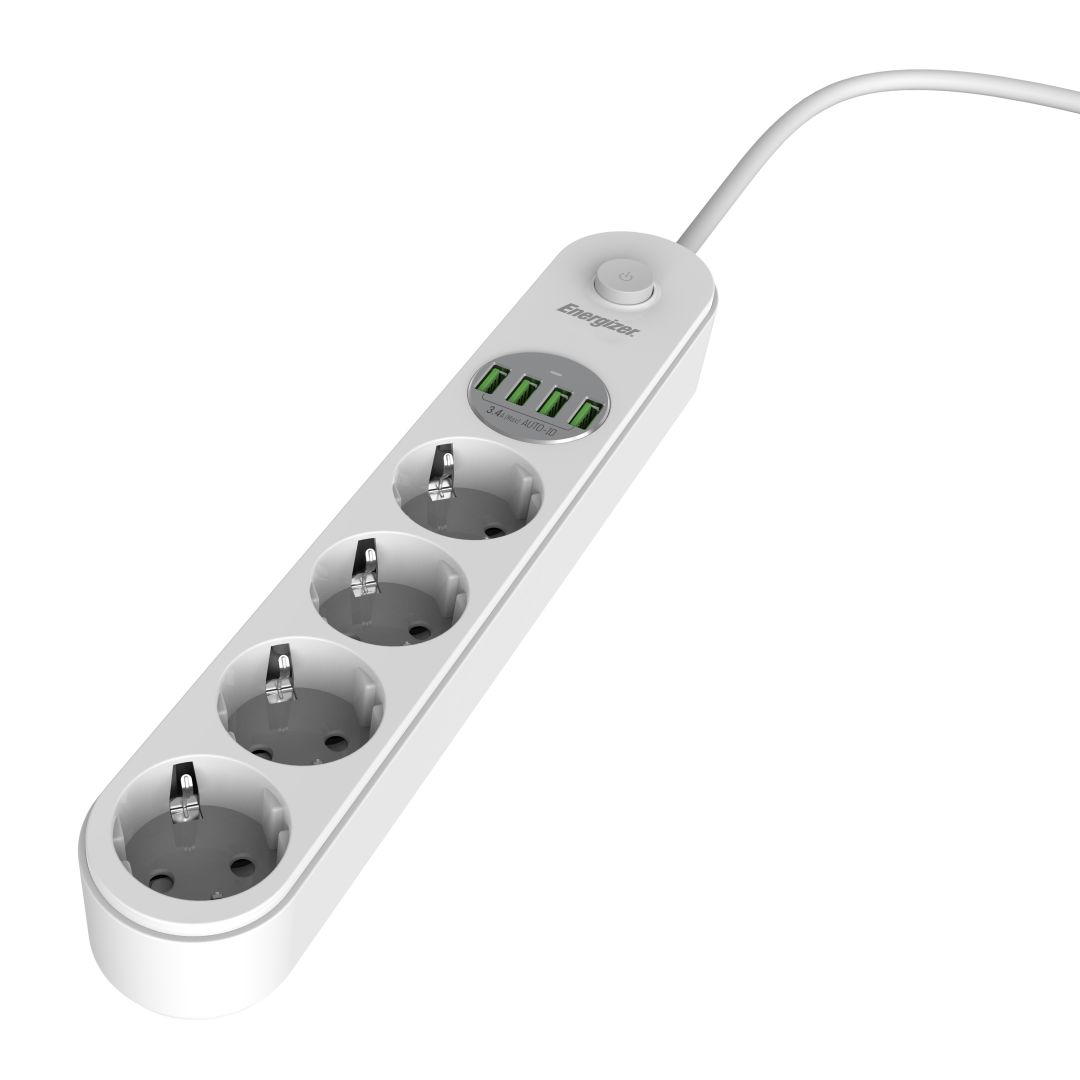 Energizer EPB2500W00EU Hálózati Elosztó Kapcsolóval 4DIN 2m White