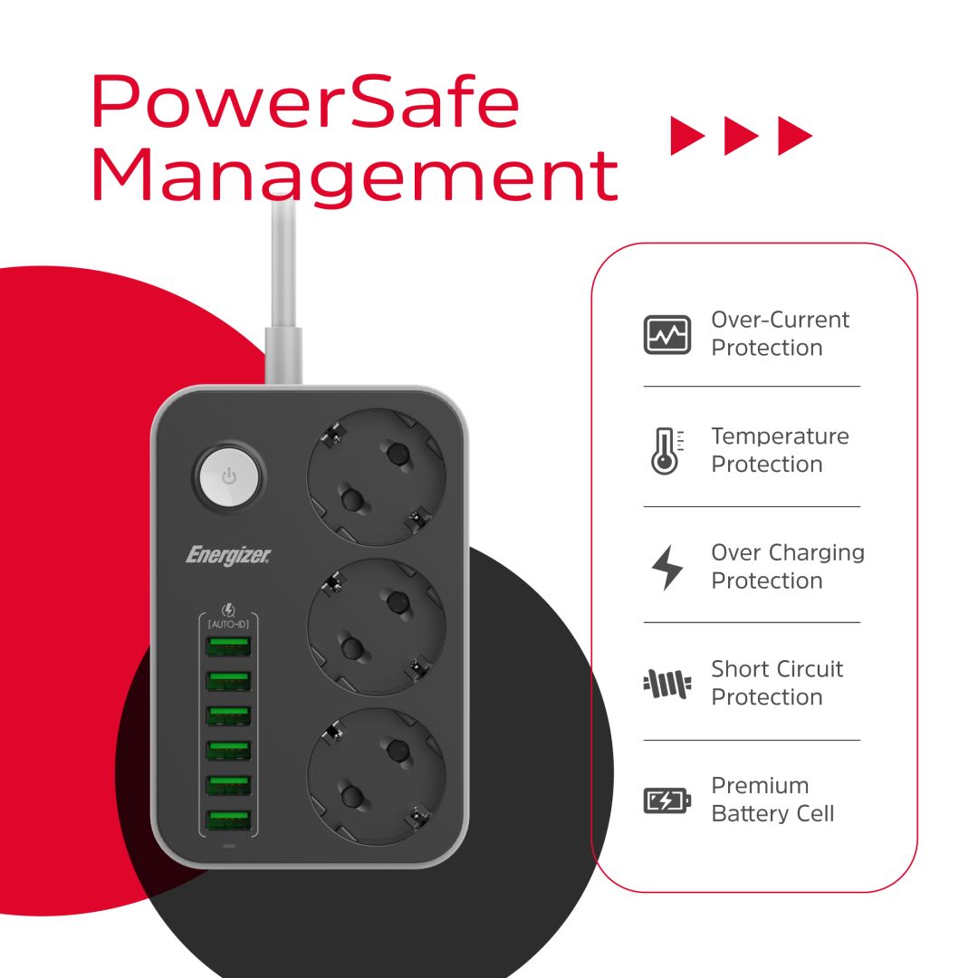 Energizer EPB2500W00EU Hálózati Elosztó Kapcsolóval 3DIN 2m White