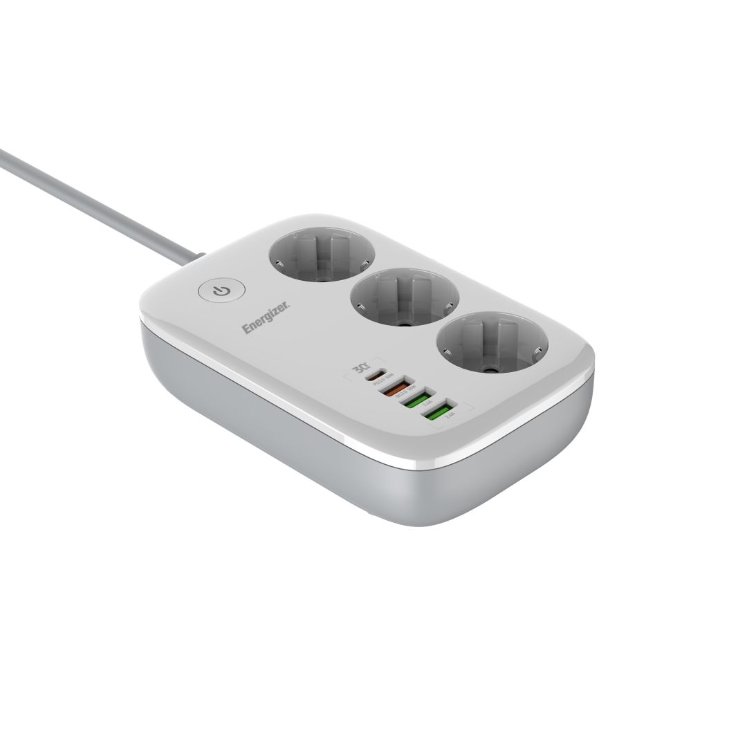 Energizer EPB2500W02EU Hálózati Elosztó Kapcsolóval 3DIN 2m White/Grey