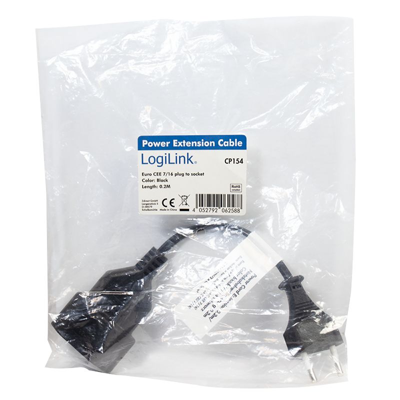 Logilink Hálózati Hosszabbító 0,2m Black