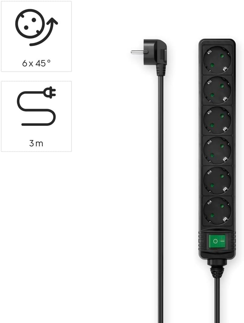 Hama Hálózati Elosztó Kapcsolóval 6DIN 3m Black