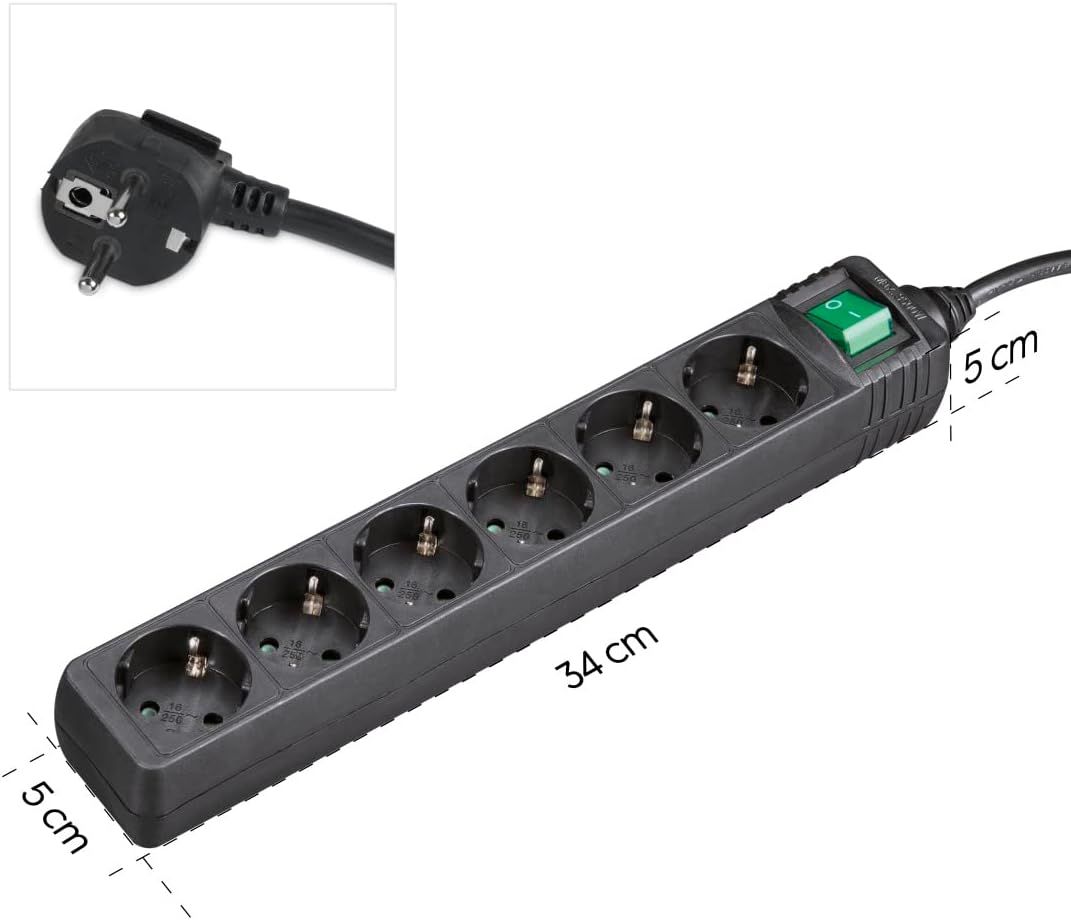 Hama Hálózati Elosztó Kapcsolóval 6DIN 3m Black