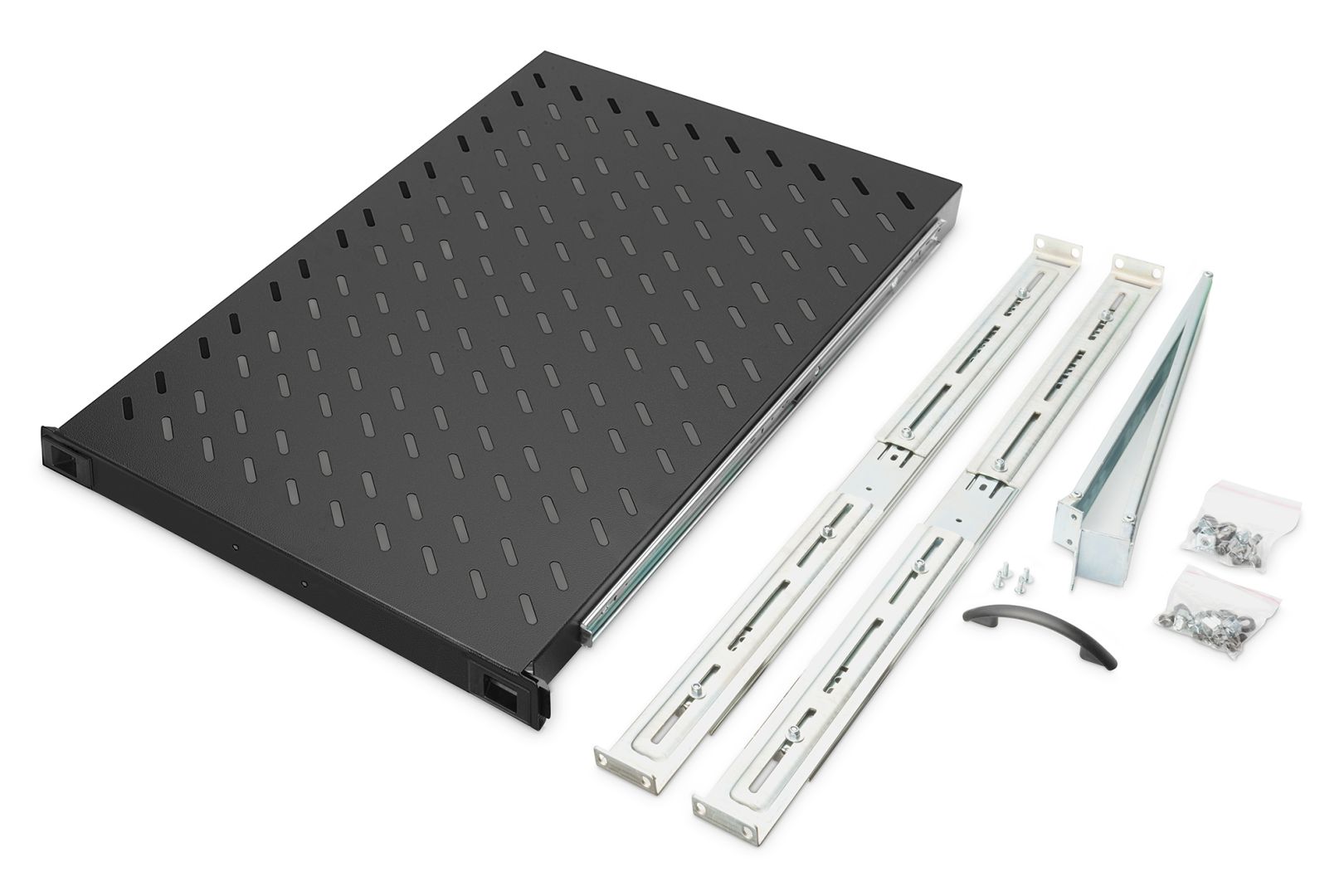 Digitus 1U extendible shelf for 1000mm depth racks 44x483x720mm up to 65 kg Black (RAL 9005)