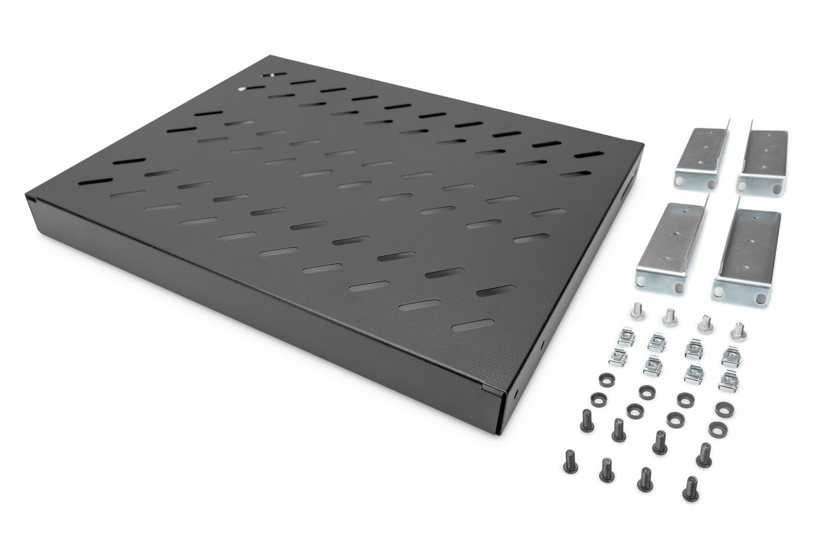 Digitus 1U fixed shelf for 600mm depth racks 44x482x350mm adjust. 350-550mm Depth Black