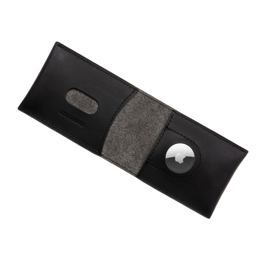 FIXED bőr pénztárca belső AirTag tartóval, fekete
