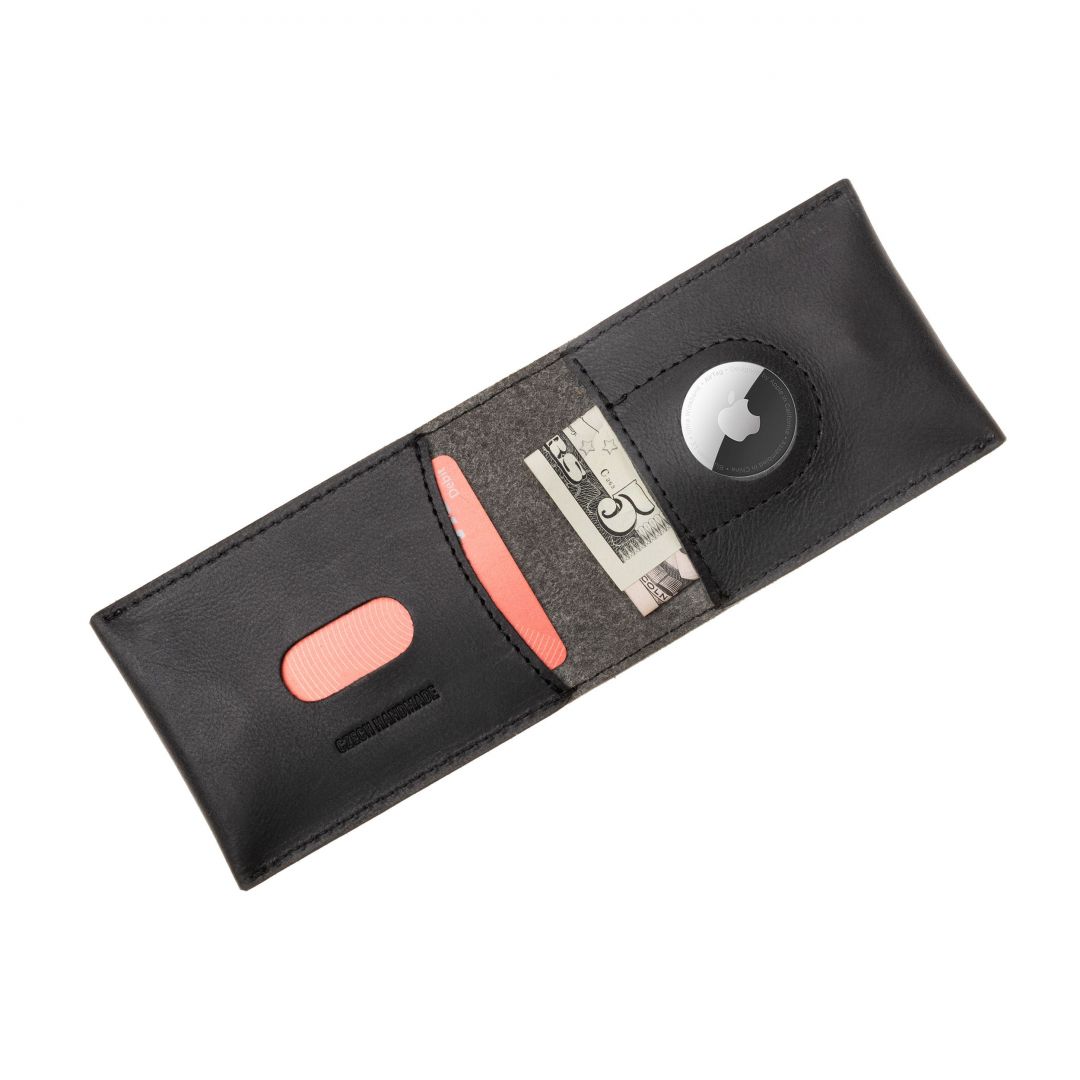 FIXED bőr pénztárca belső AirTag tartóval, fekete
