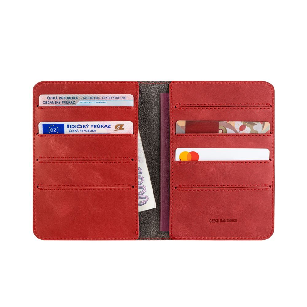 FIXED Passport valódi bőr  pénztárca, piros