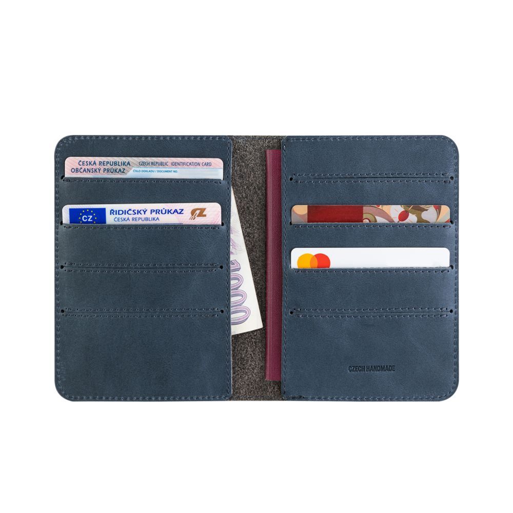 FIXED Passport valódi bőr  pénztárca , kék