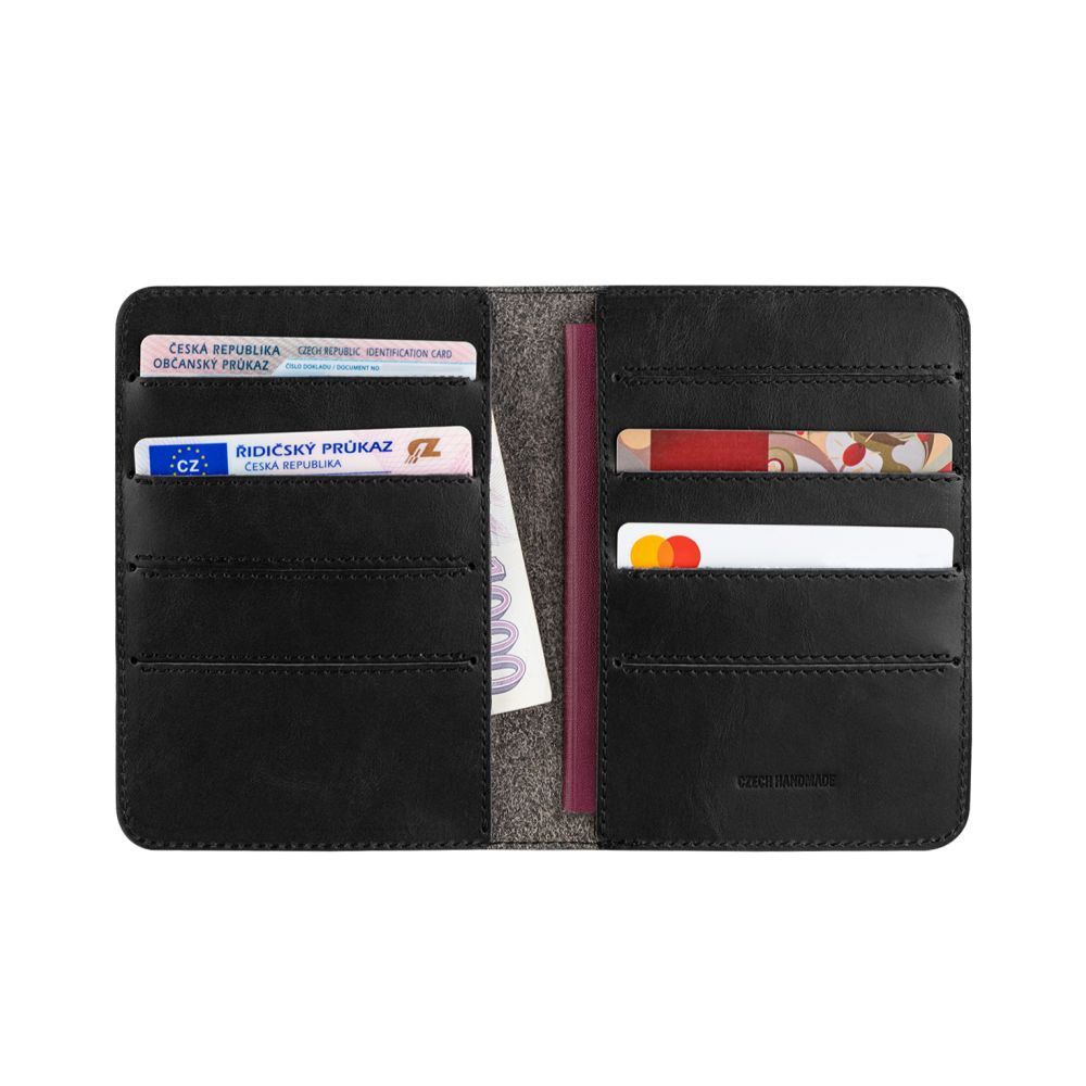 FIXED Passport valódi bőr  pénztárca, fekete