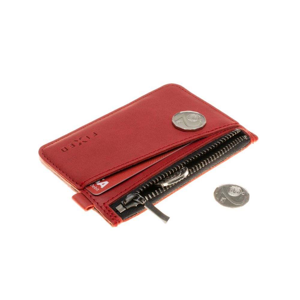 FIXED Coins valódi bőr  pénztárca, piros