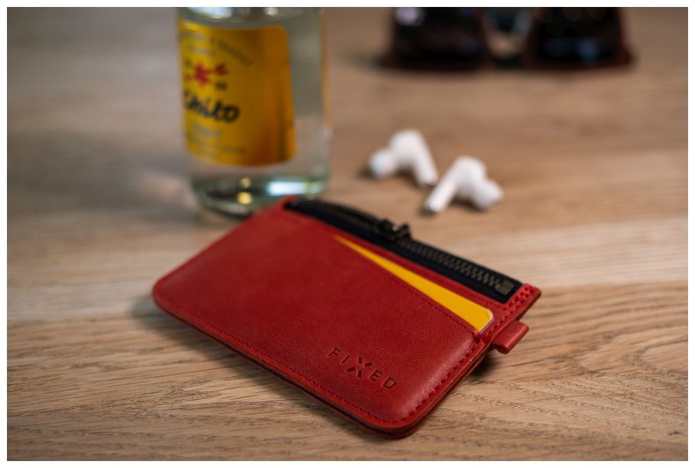 FIXED Coins valódi bőr  pénztárca, piros
