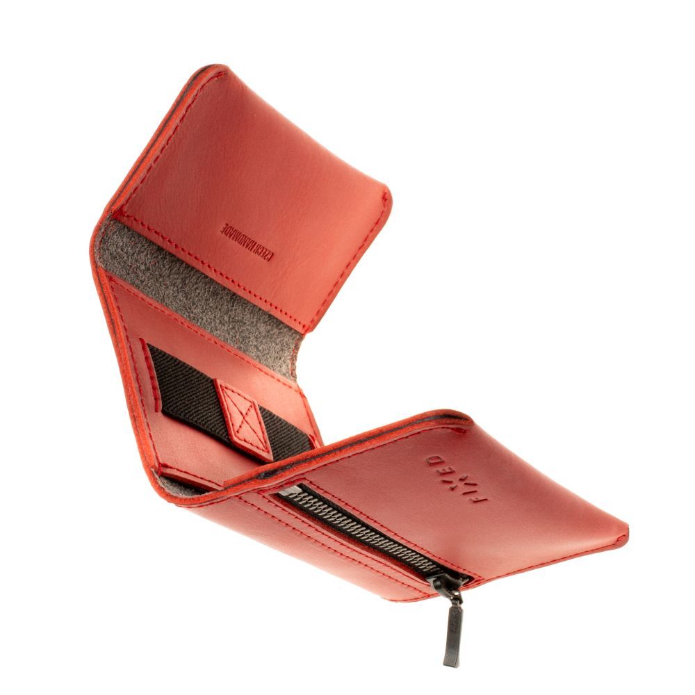 FIXED Klasszikus pénztárca az AirTag-hez marhabőrből, piros