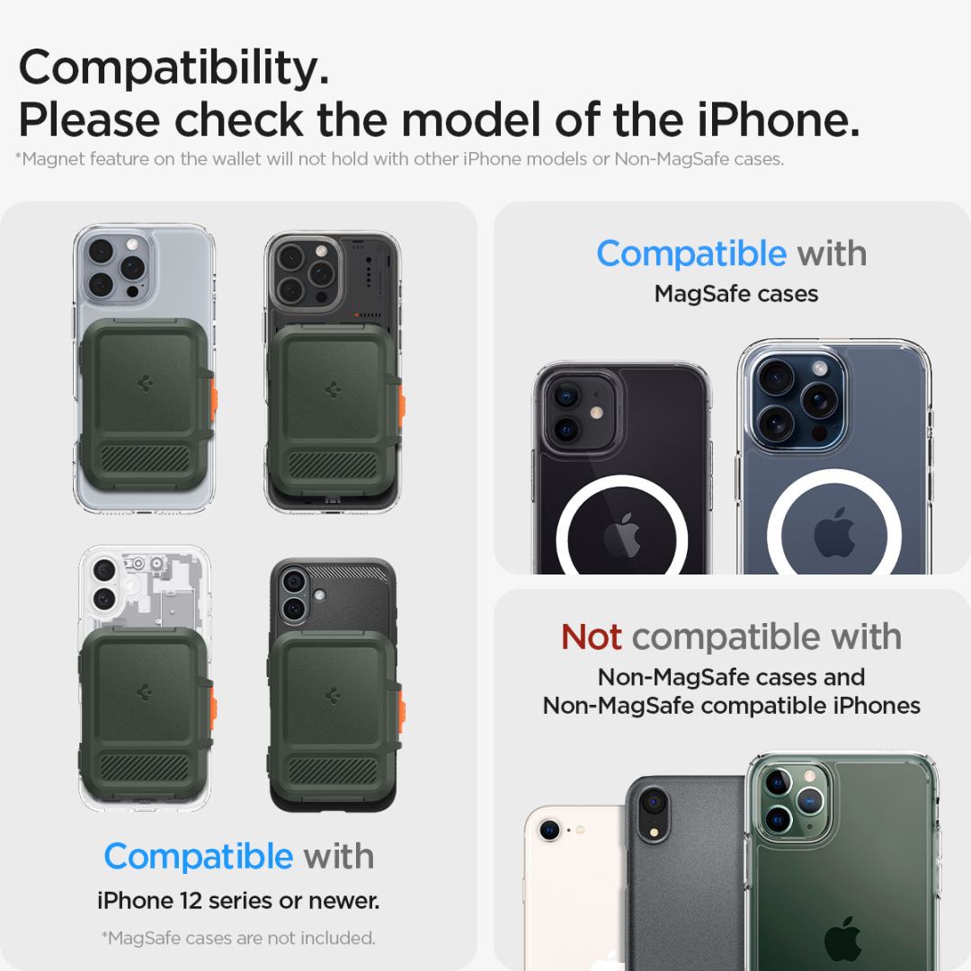 Spigen iPhone Lock Fit MagSafe Wallet Military Green