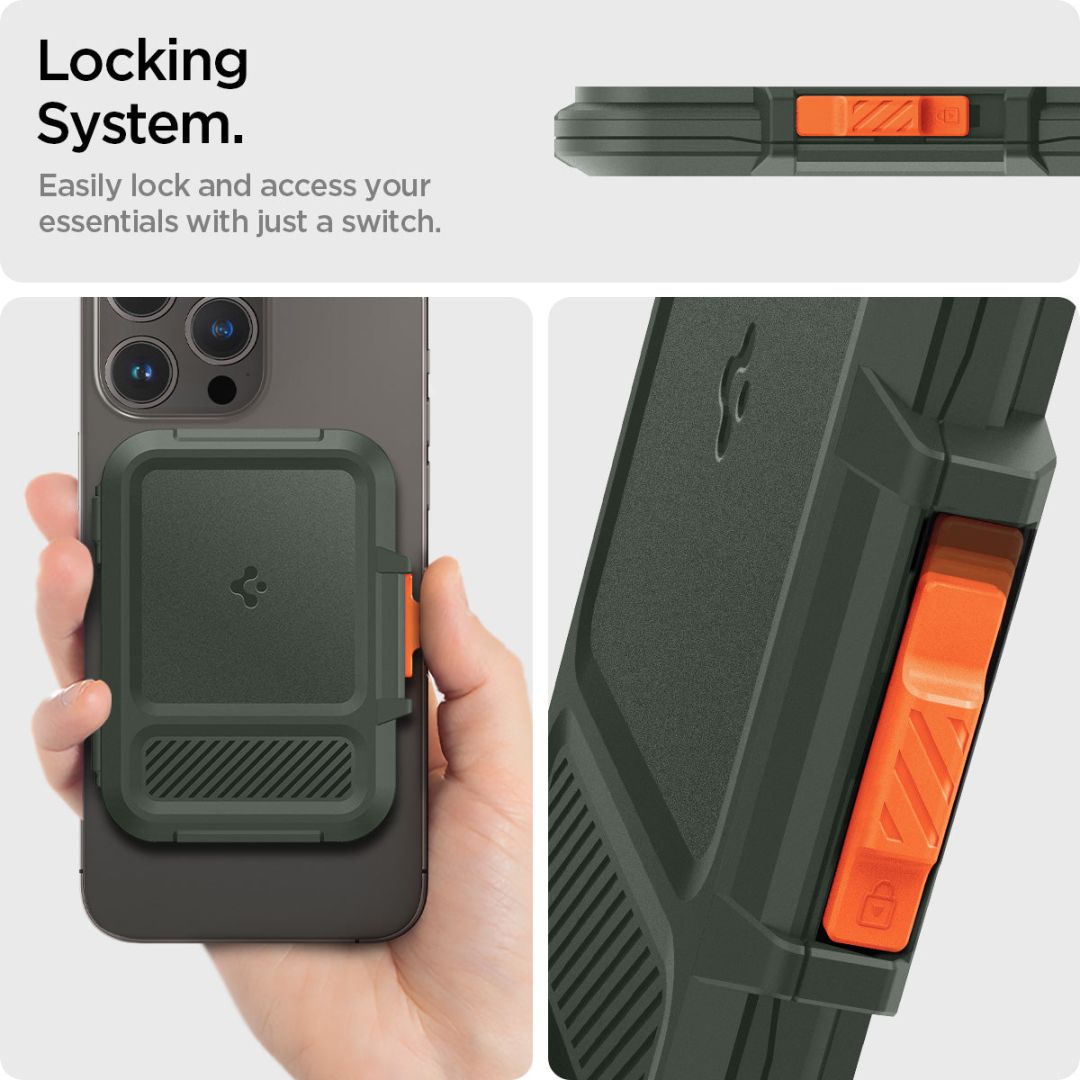 Spigen iPhone Lock Fit MagSafe Wallet Military Green