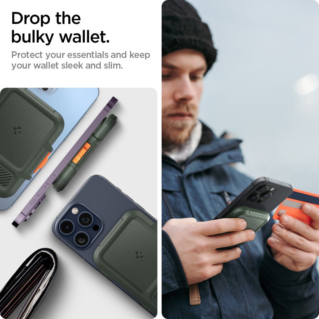 Spigen iPhone Lock Fit MagSafe Wallet Military Green