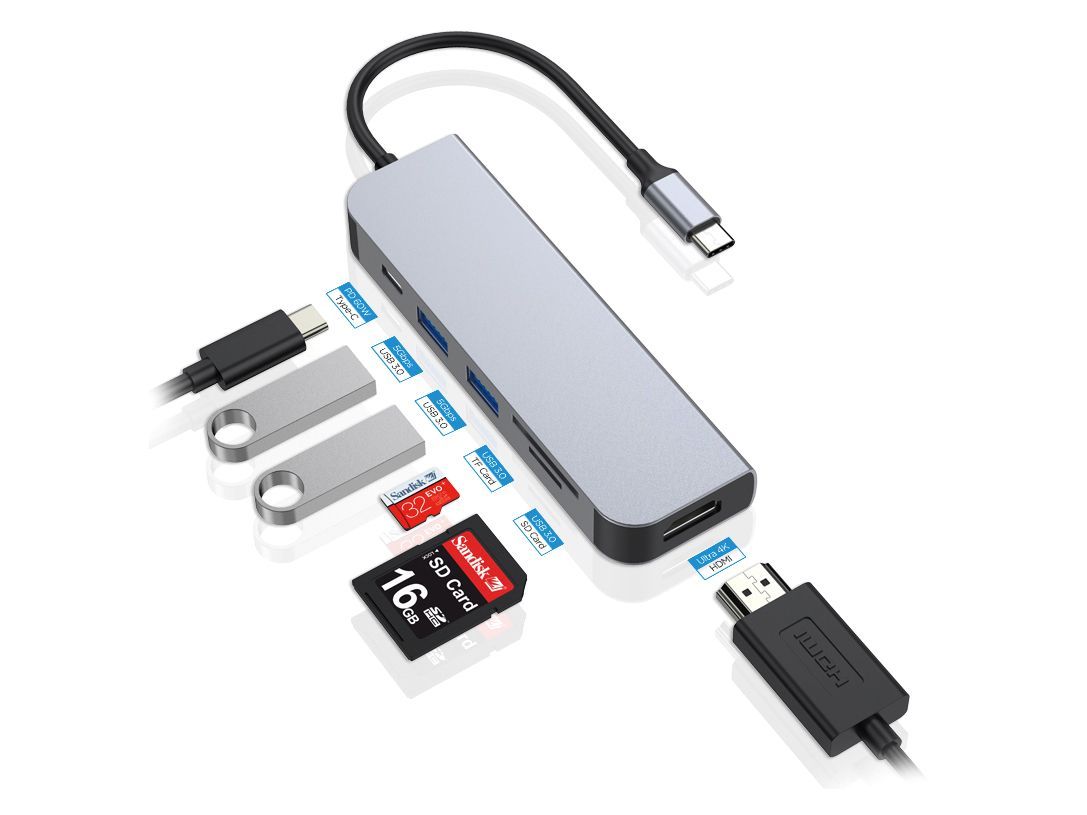 Conceptronic  DONN02G 6in1 USB3.2 Gen 1 Docking Station Grey