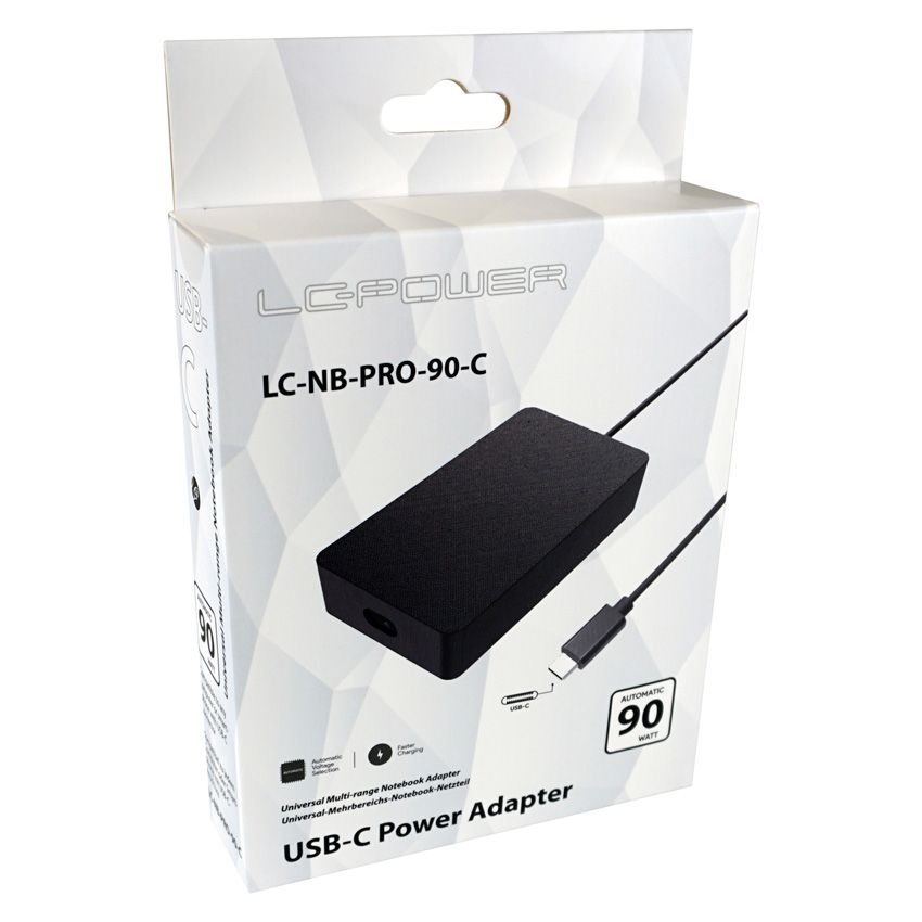 LC Power LC-NB-PRO-90-C 5-20V / 4,5A 90W Type-C univerzális hálózati notebook töltő