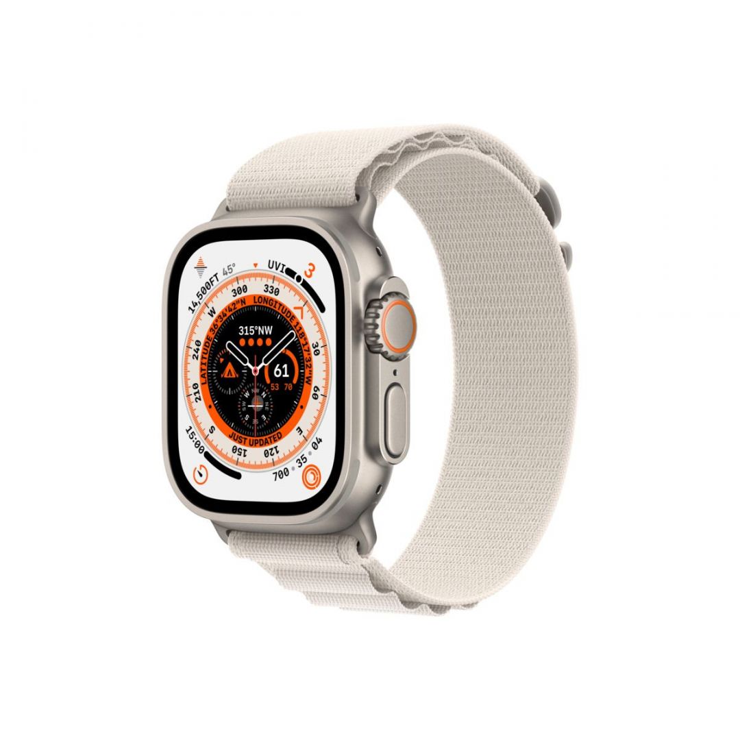 Apple Watch Ultra GPS + Cellular 49mm Titanium Case with Starlight Alpine Loop (M)
