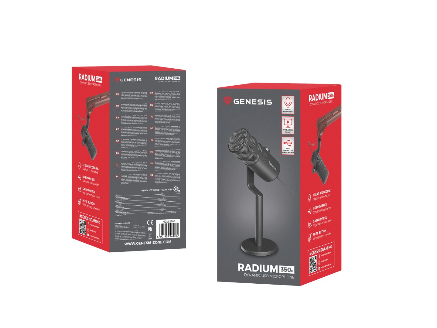 Natec Genesis Radium 350D Gaming microphone Black