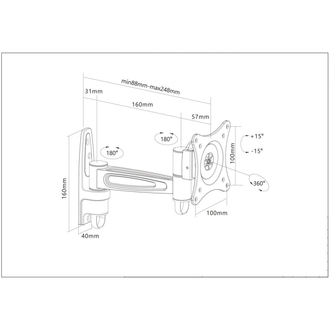 Manhattan Universal Flat-Panel TV Articulating Wall Mount Black
