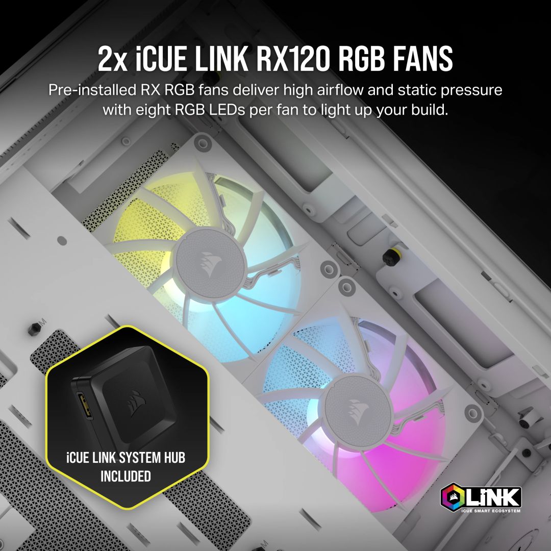 Corsair iCUE LINK 2500X RGB Micro ATX Dual Chamber Tempered Glass White