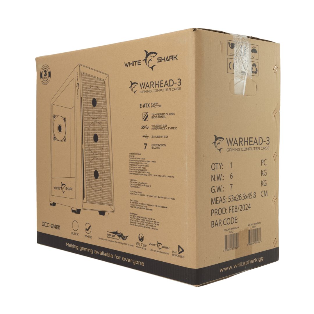 White Shark Warhead 3 Tempered Glass White