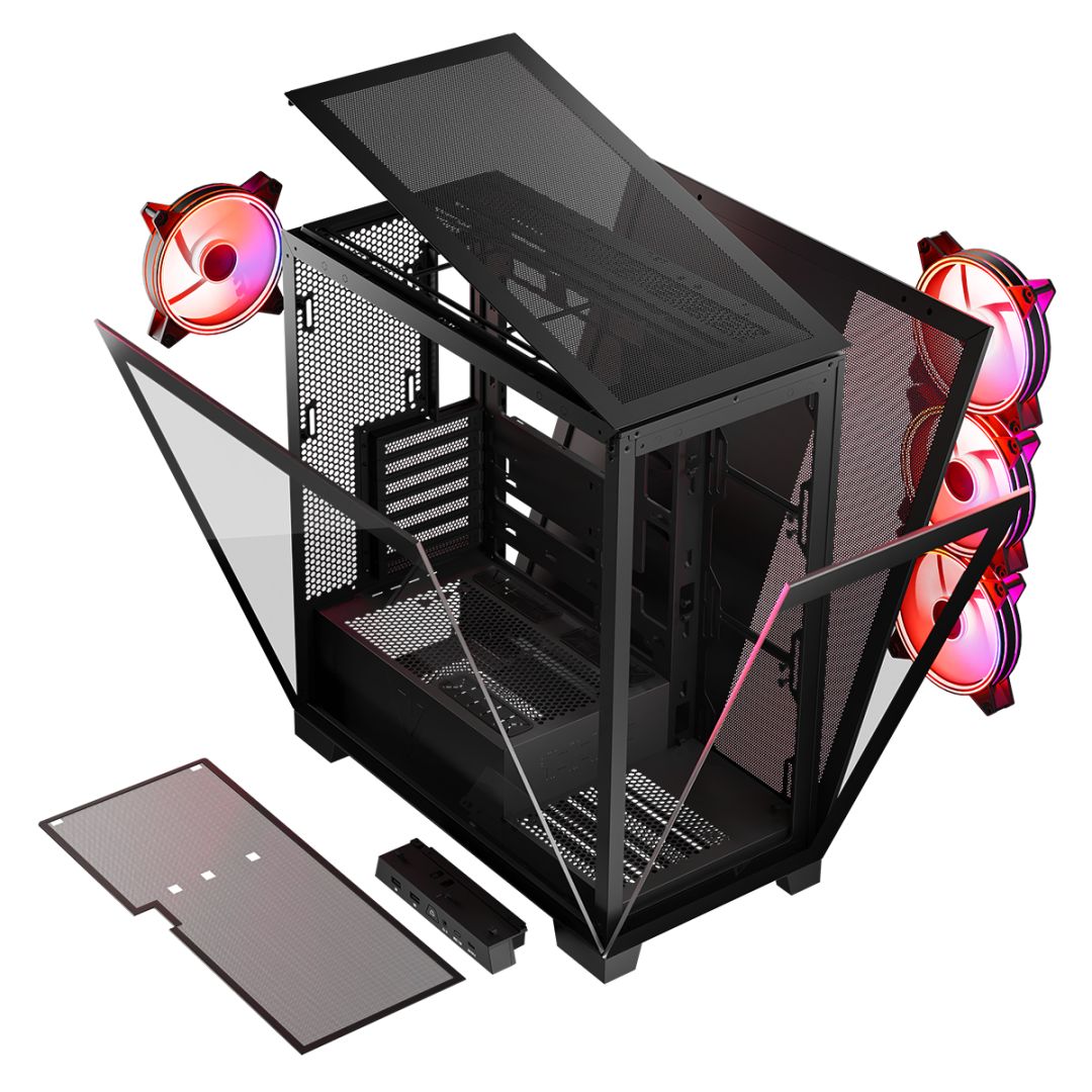 Modecom Volcano Space Apex ARGB Tempered Glass Black