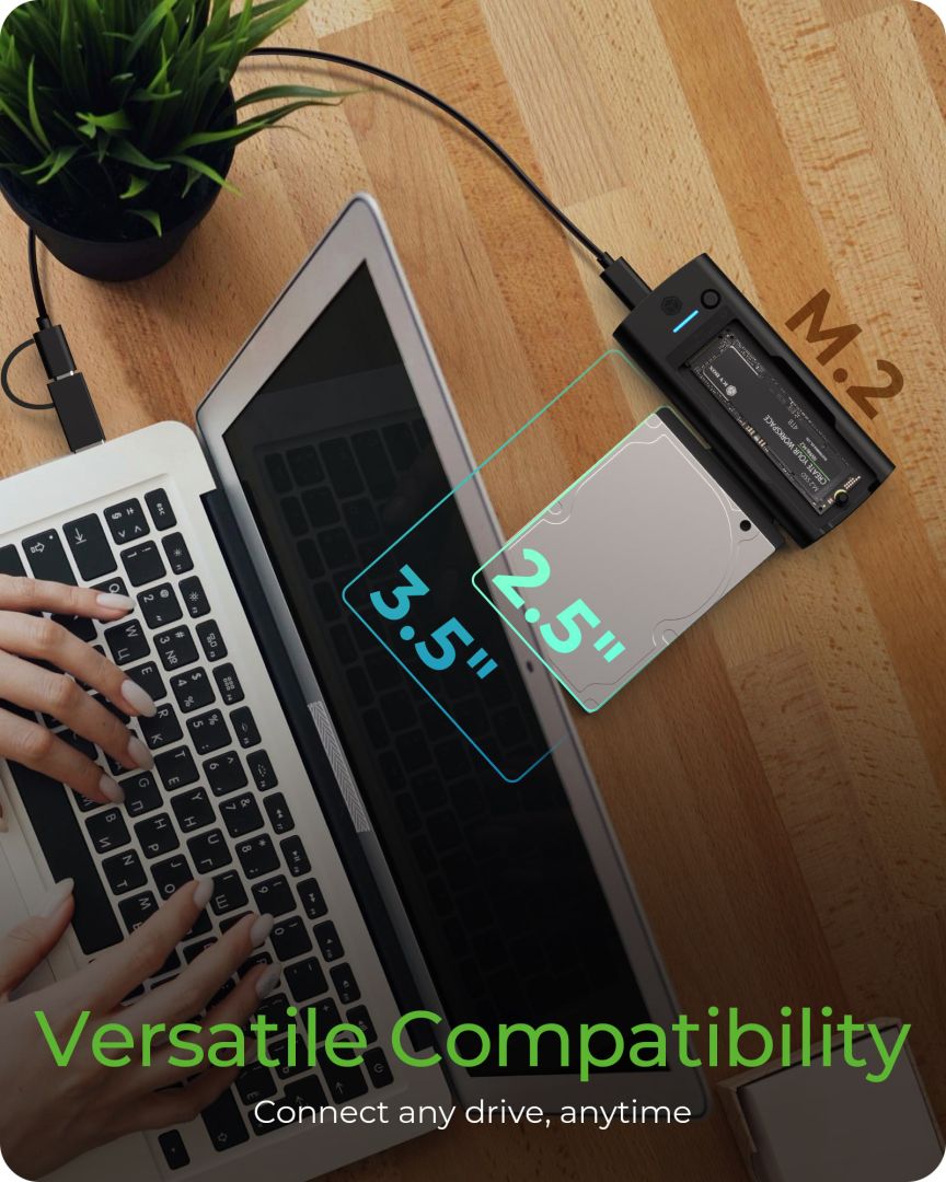 Raidsonic IcyBox IB-180MS-C31 M.2 Docking Station for NVMe M.2 SSD and SATA Drive Black