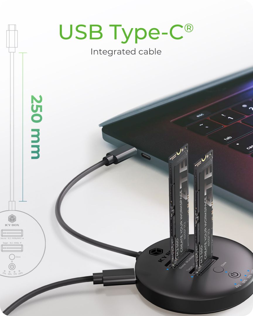 Raidsonic IcyBox IB-1612MCL-C31 Clone & DockingStation for 2x M.2 NVMe