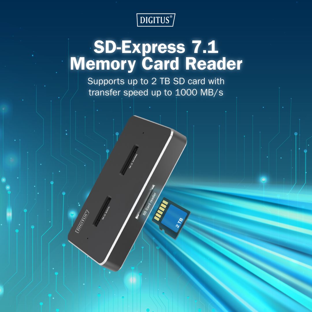 Digitus M.2 NVMe + M.2 SATA SSD Docking Station with SD Express Card Reader USB-C Black