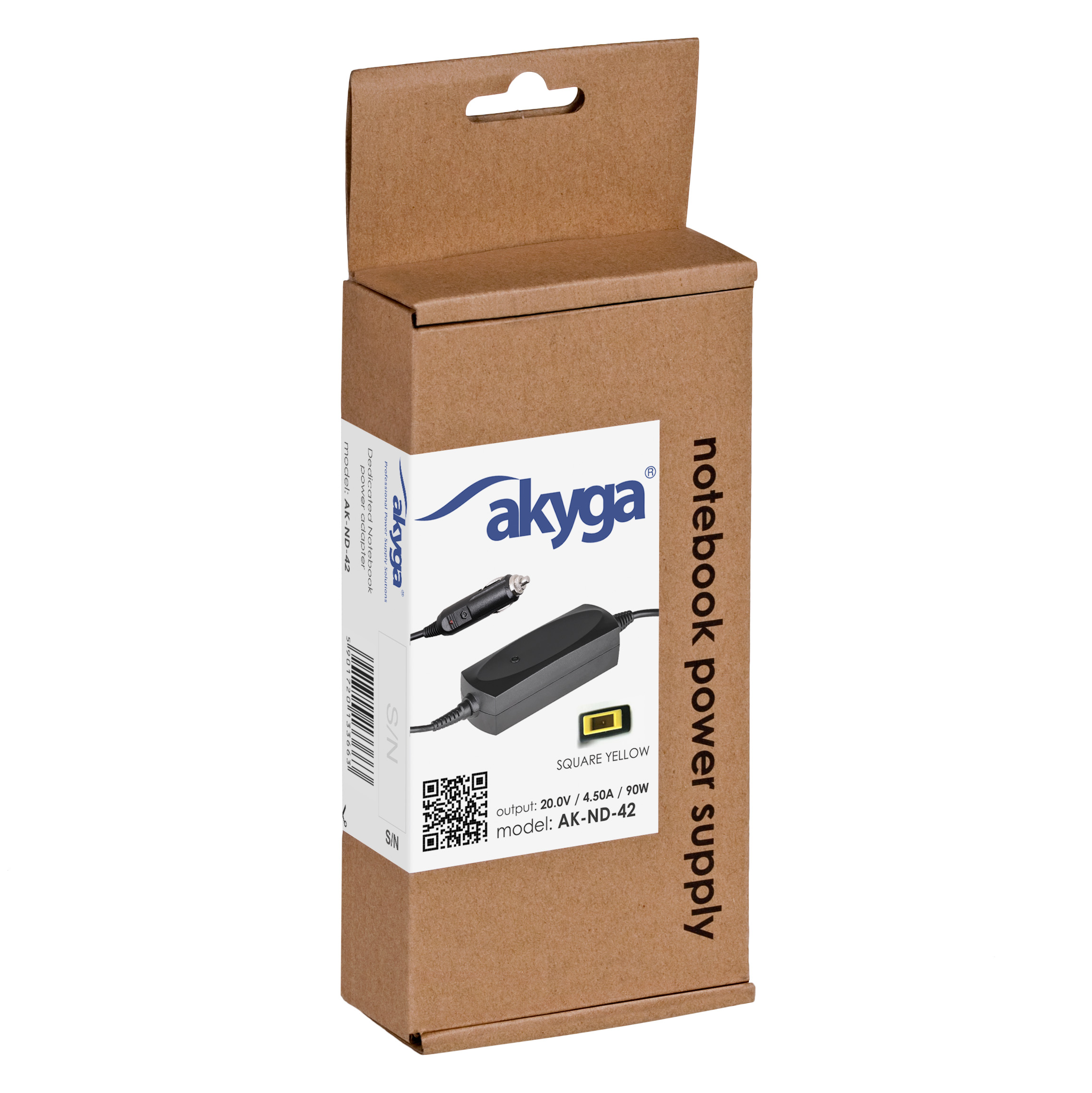Akyga AK-ND-42 20V / 4,5A 90W Slim Tip Lenovo/IBM autós notebook töltő