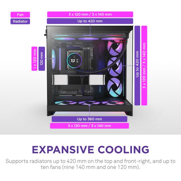 NZXT H9 Flow RGB Tempered Glass Black