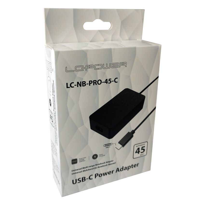 LC Power LC-NB-PRO-45-C 5-20V / 3A 45W Type-C univerzális hálózati notebook töltő