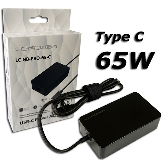 LC Power LC-NB-GAN-65-C 5-20V / 3,25A 65W Type-C univerzális hálózati notebook töltő