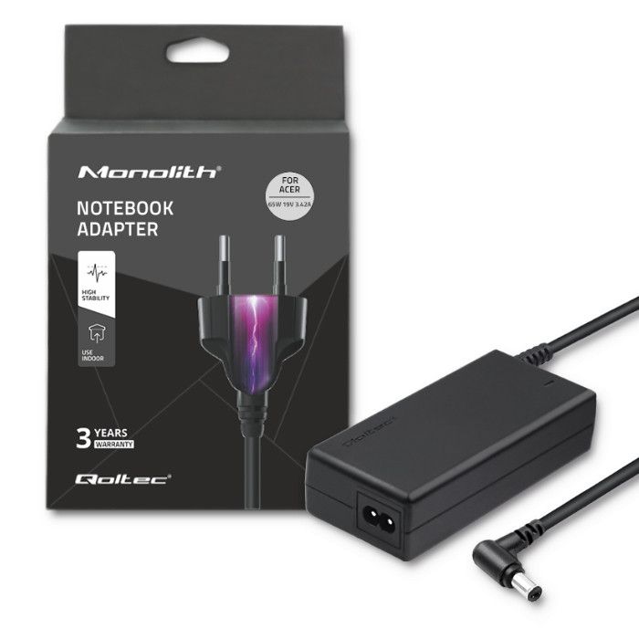 Qoltec 50016 19V / 3,42A 65W 5,5x2,5mm Acer hálózati notebook töltő