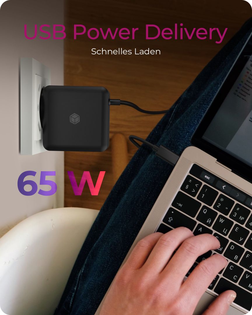 Raidsonic IcyBox IB-PS111-PD 20V / 3,25A 65W Type-C univerzális hálózati notebook töltő