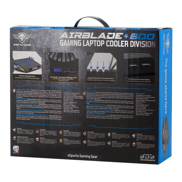 Spirit Of Gamer AirBlade 800 RGB Notebook hűtő Black