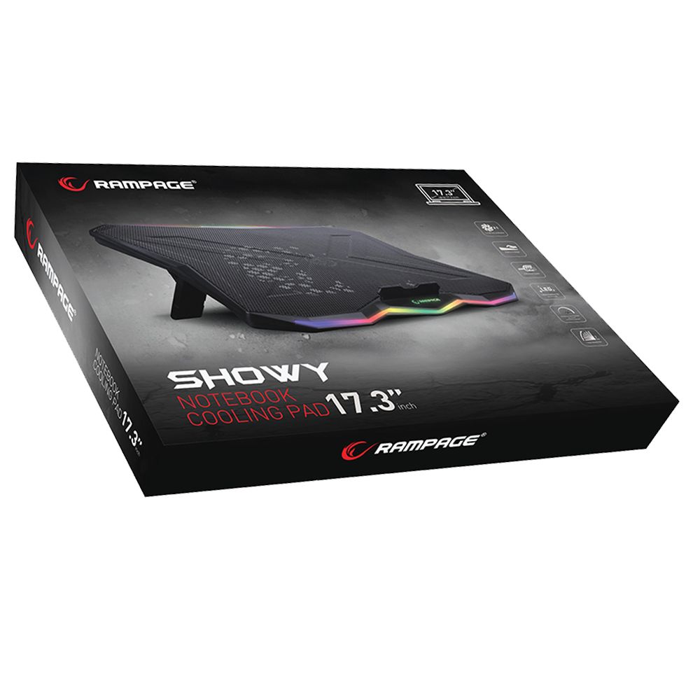 Rampage AD-RC8 Showy RGB Notebook hűtő Black