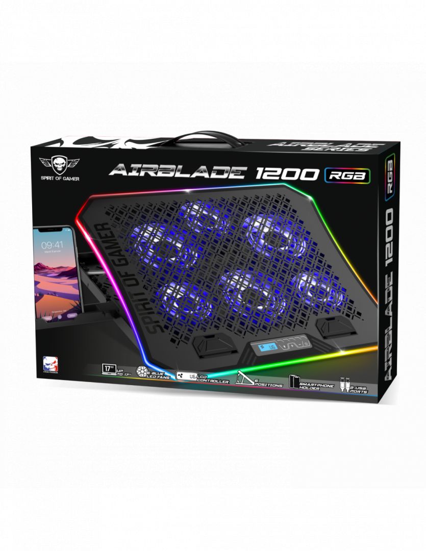 Spirit Of Gamer AirBlade 1200 RGB Notebook hűtő Black