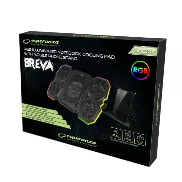 Esperanza Breva RGB Gamer Notebook Hűtő Black