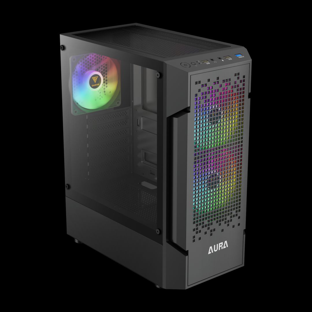 Gamdias Aura GC7 ARGB Tempered Glass Black
