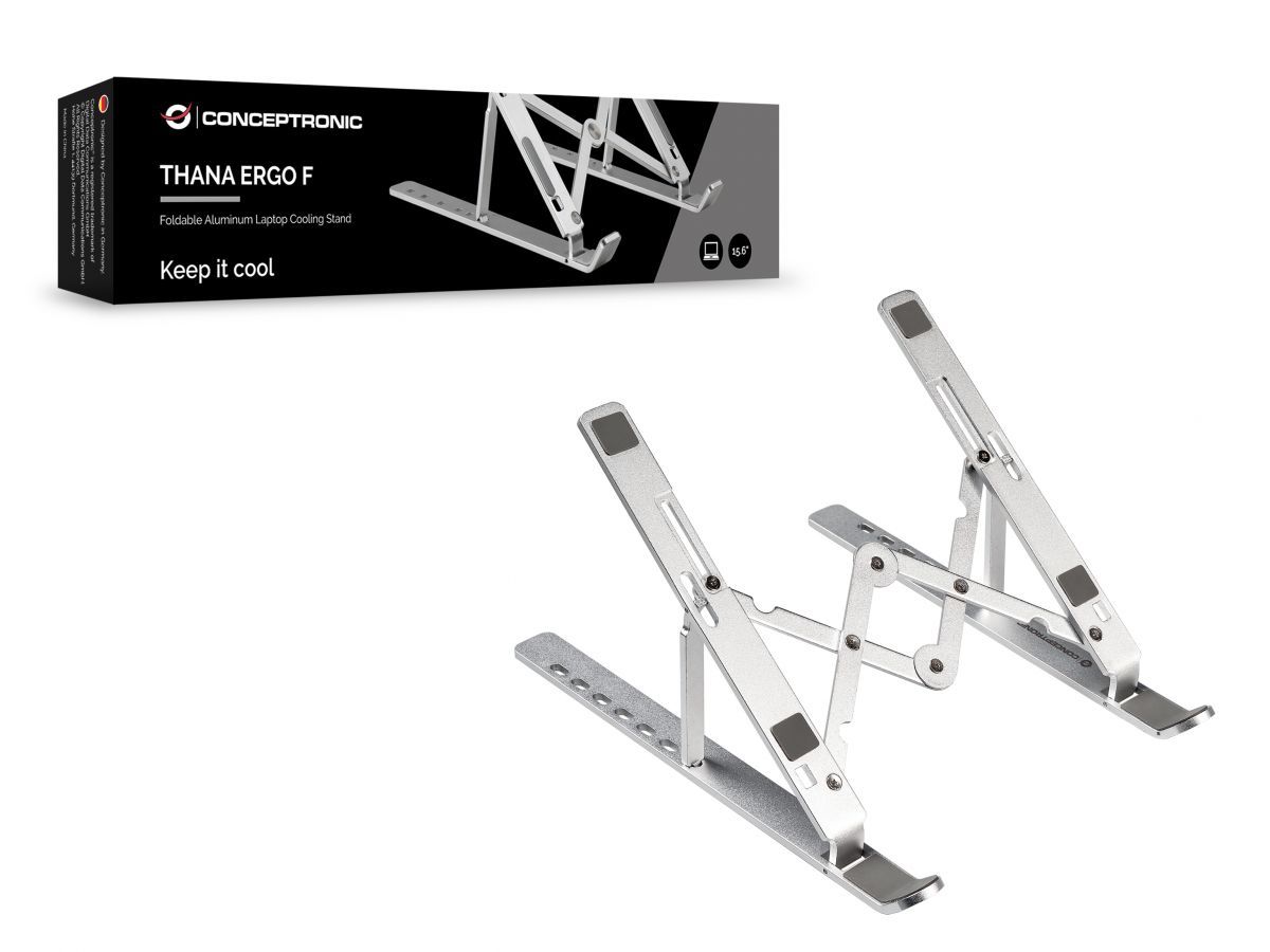 Conceptronic  THANA04S ERGO Összecsukható Alumínium Laptop állvány Silver